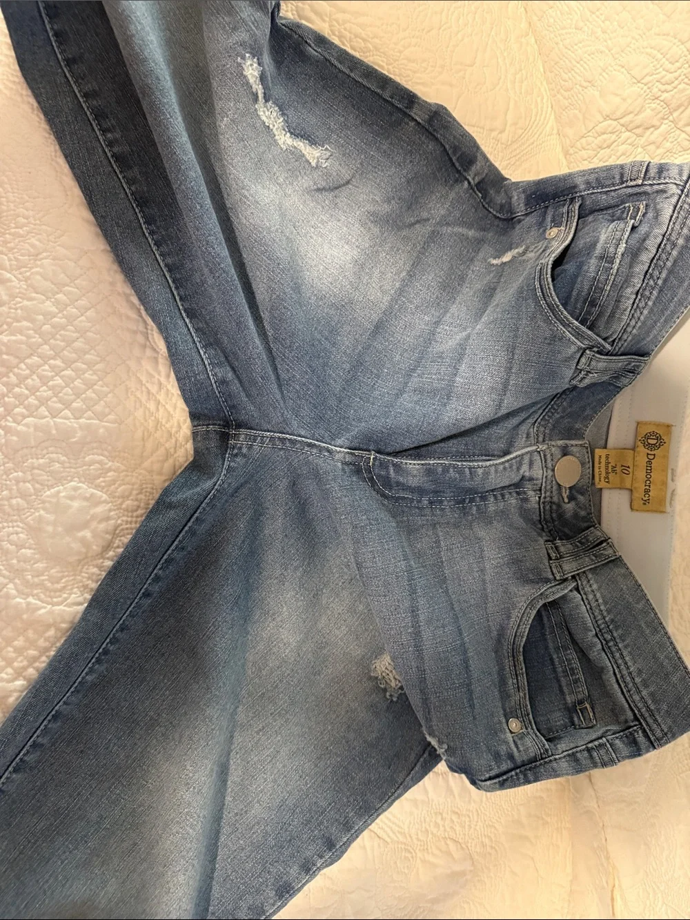 Democracy Straight-Leg Light Blue Distressed Jeans